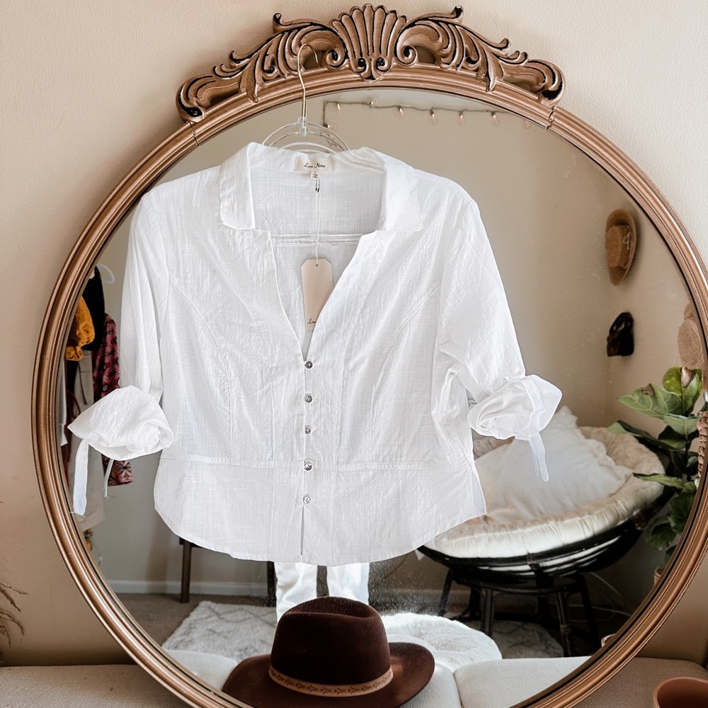 Love Notes White Button Down Shirt